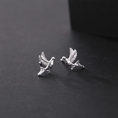 92.5 Sterling Silver Bird Studs