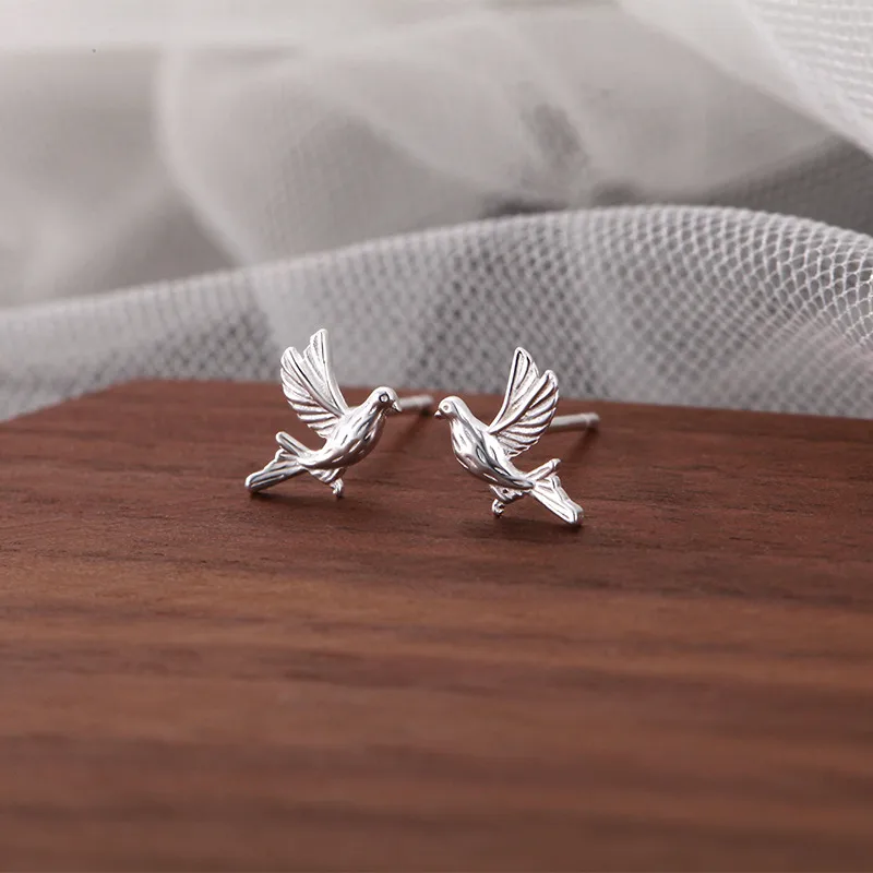 92.5 Sterling Silver Bird Studs