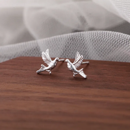 92.5 Sterling Silver Bird Studs