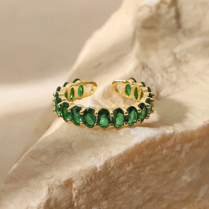 18K Gold Plated Emerald Band Ring