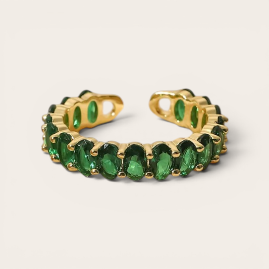 18K Gold Plated Emerald Band Ring
