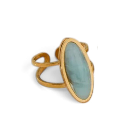Urban Rani 18K gold plated natural stone ring - skin-safe jewellery for sensitive skin