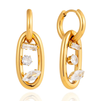 Close-up of Anaar & Chakri mismatched statement earrings – nickel-free Diwali party jewellery