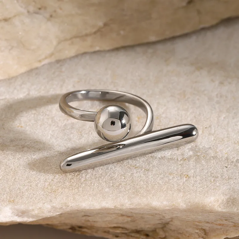 Urban Rani Geometric Silver Ring – modern minimal nickel-free silver-tone ring