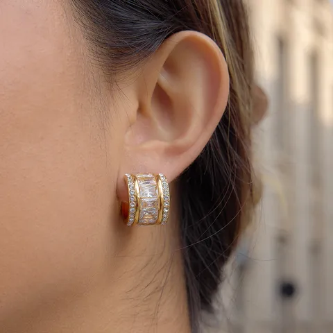 Close-up of Akash Deep huggie hoops – nickel-free, waterproof everyday earrings