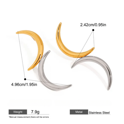 Mixed Metal Half Moon Earrings