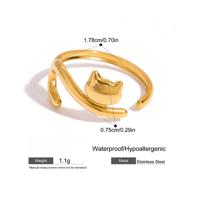 18 K Gold Plated - Dog and Cat Ring Set