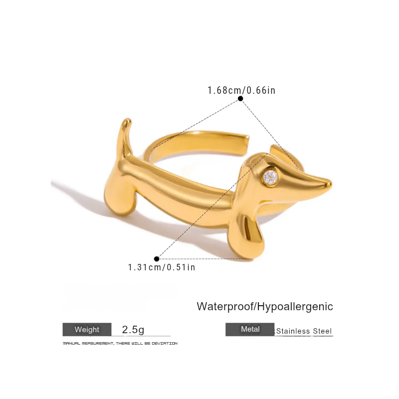 18 K Gold Plated - Dog and Cat Ring Set