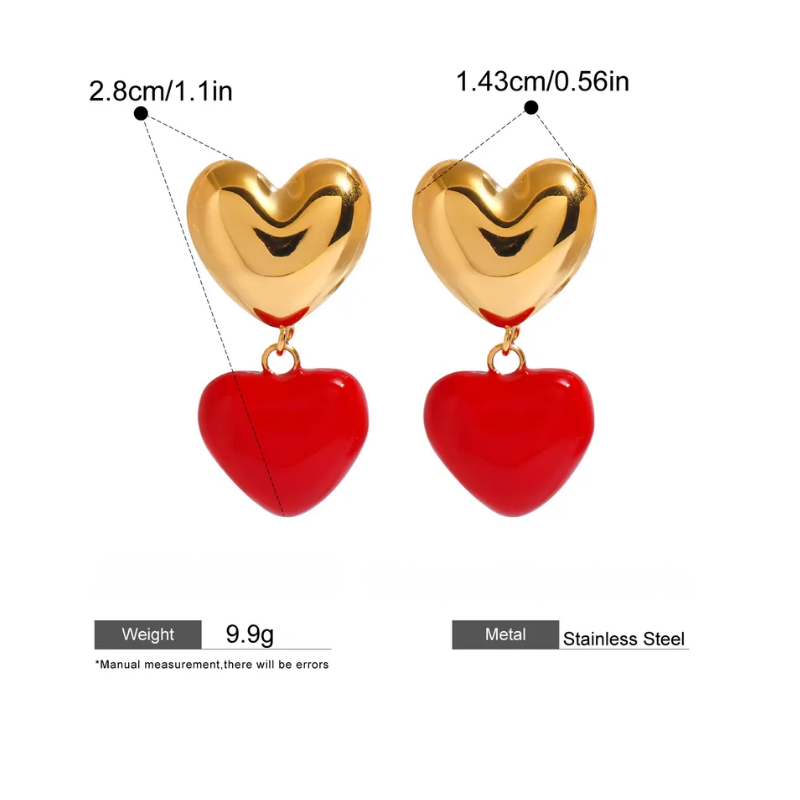 18K Real Gold Plated Love Drop Earrings