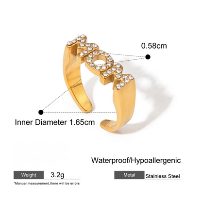 18K Gold Plated WOW MOM Ring