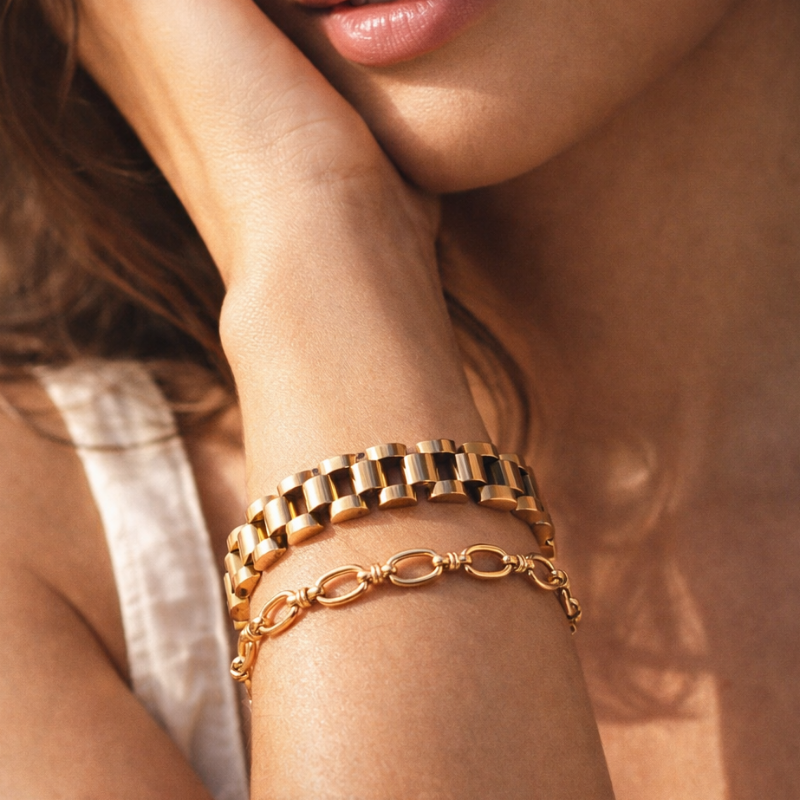 Triple Luxe Bracelet Stack- Gold