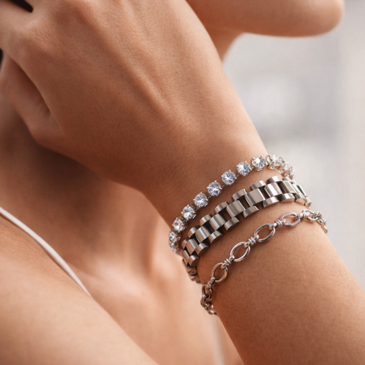 Triple Luxe Bracelet Stack-Silver