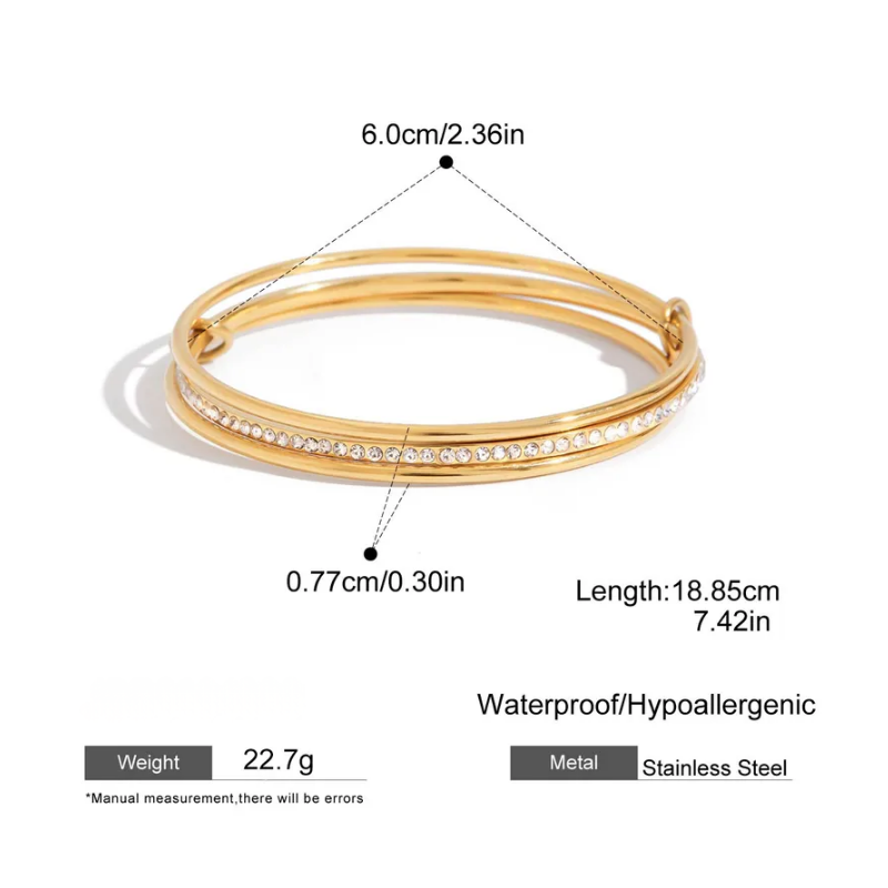 18 K Gold Plated Trio Bangles Stack