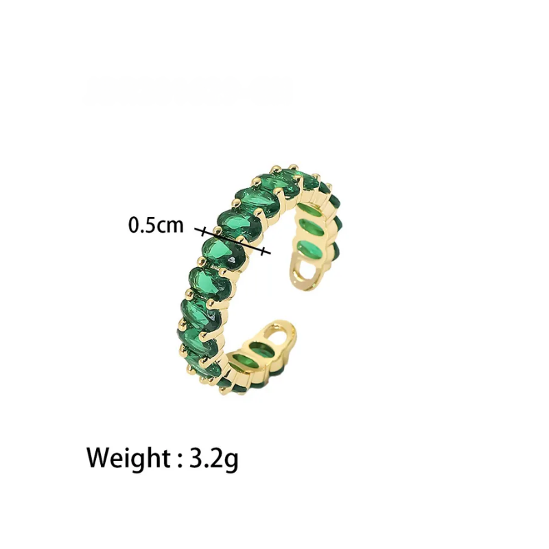 18K Gold Plated Emerald Band Ring
