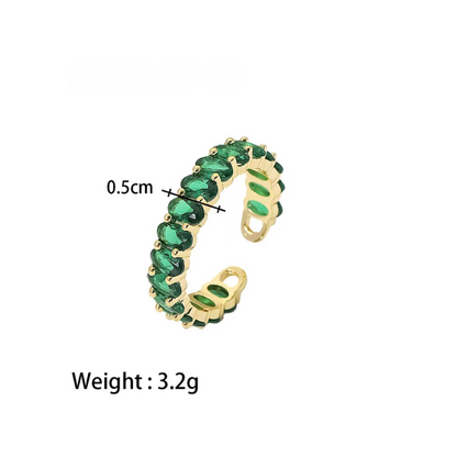 18K Gold Plated Emerald Band Ring