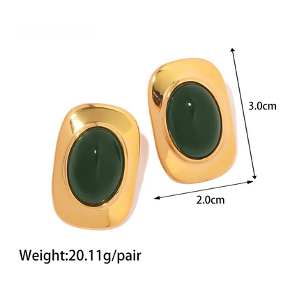 18K Gold Plated Antique Green Earrings
