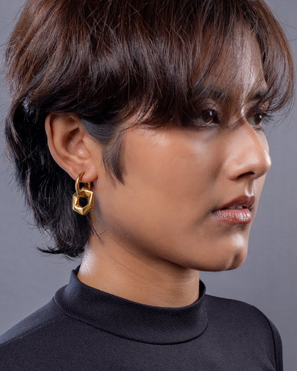 Golden Hexagon Earring