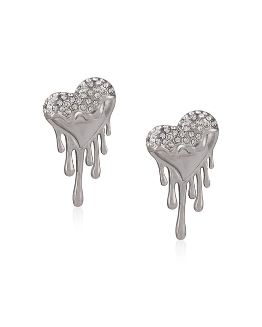 Silver Love Dripping Earring