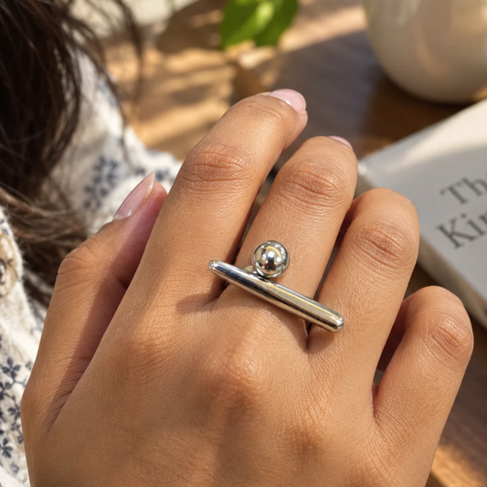 Geometric Silver Adjustable Ring