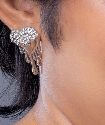 Silver Love Dripping Earring