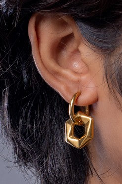 Golden Hexagon Earring