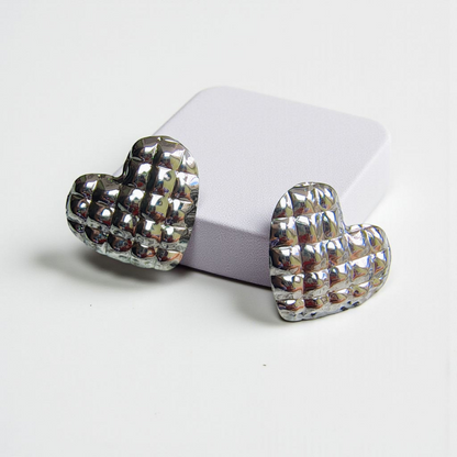 Silver Heart Studs