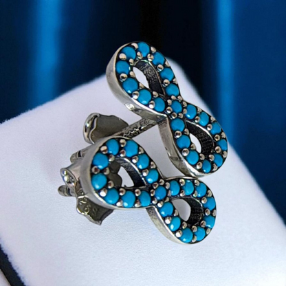 92.5 Sterling Silver Blue Infinity Studs