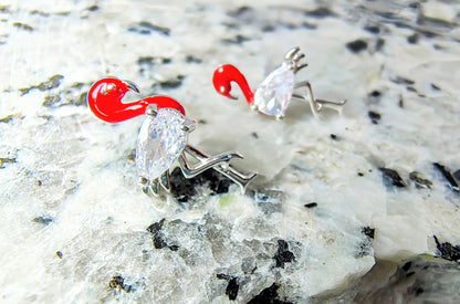 92.5 Sterling Silver Flamingo Studs
