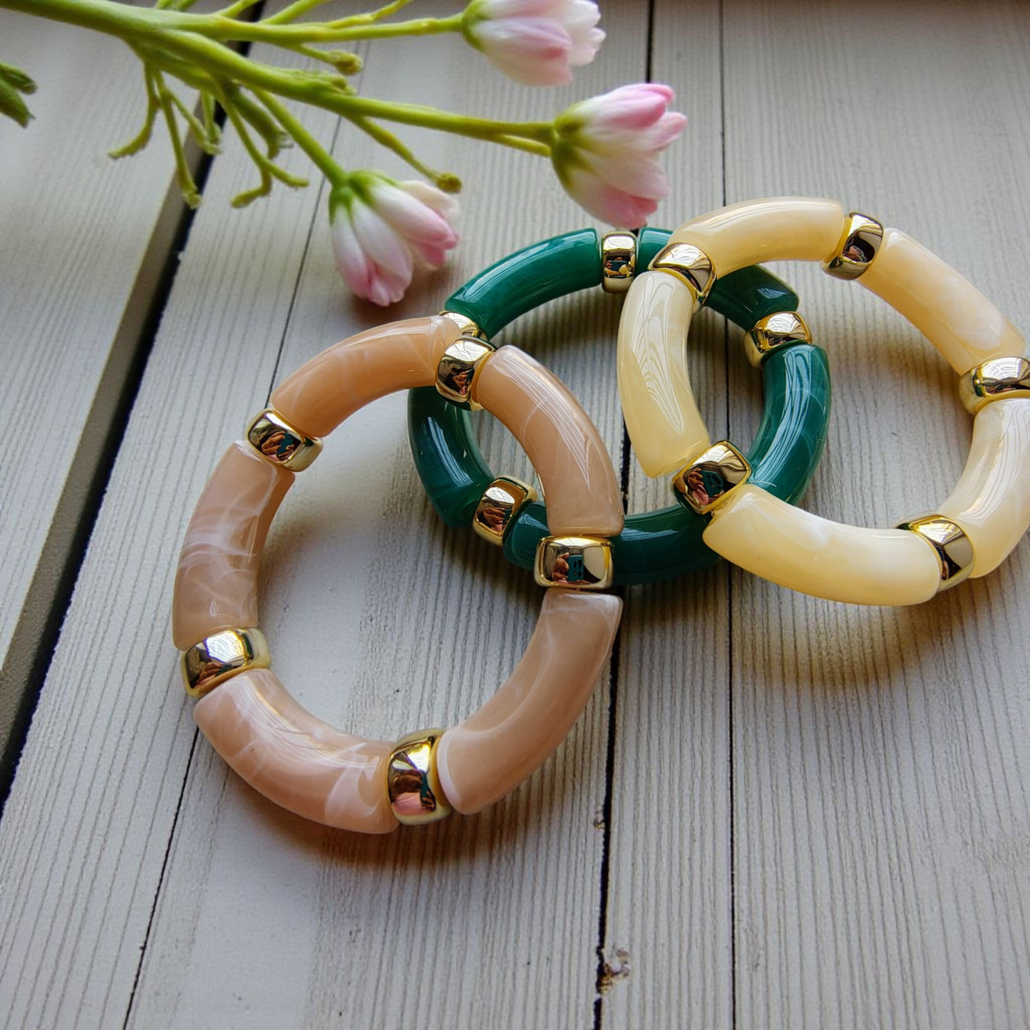 Adjustable Resin Bangles Stack- Set of 3