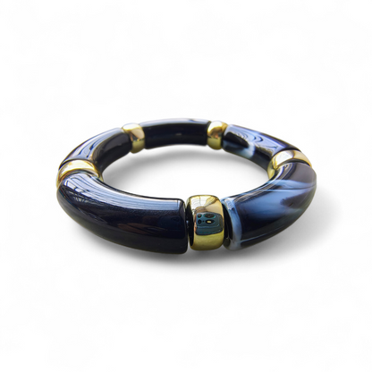Blue and Black Stretchable Bangle Set