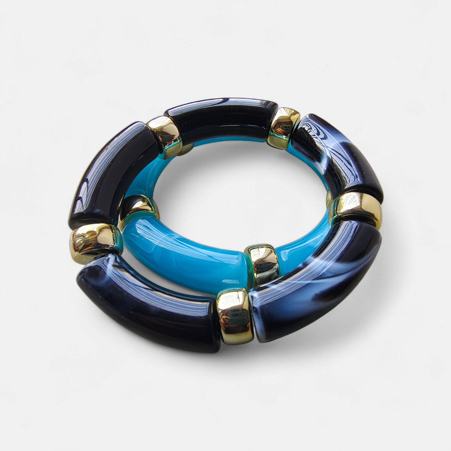 Blue and Black Stretchable Bangle Set