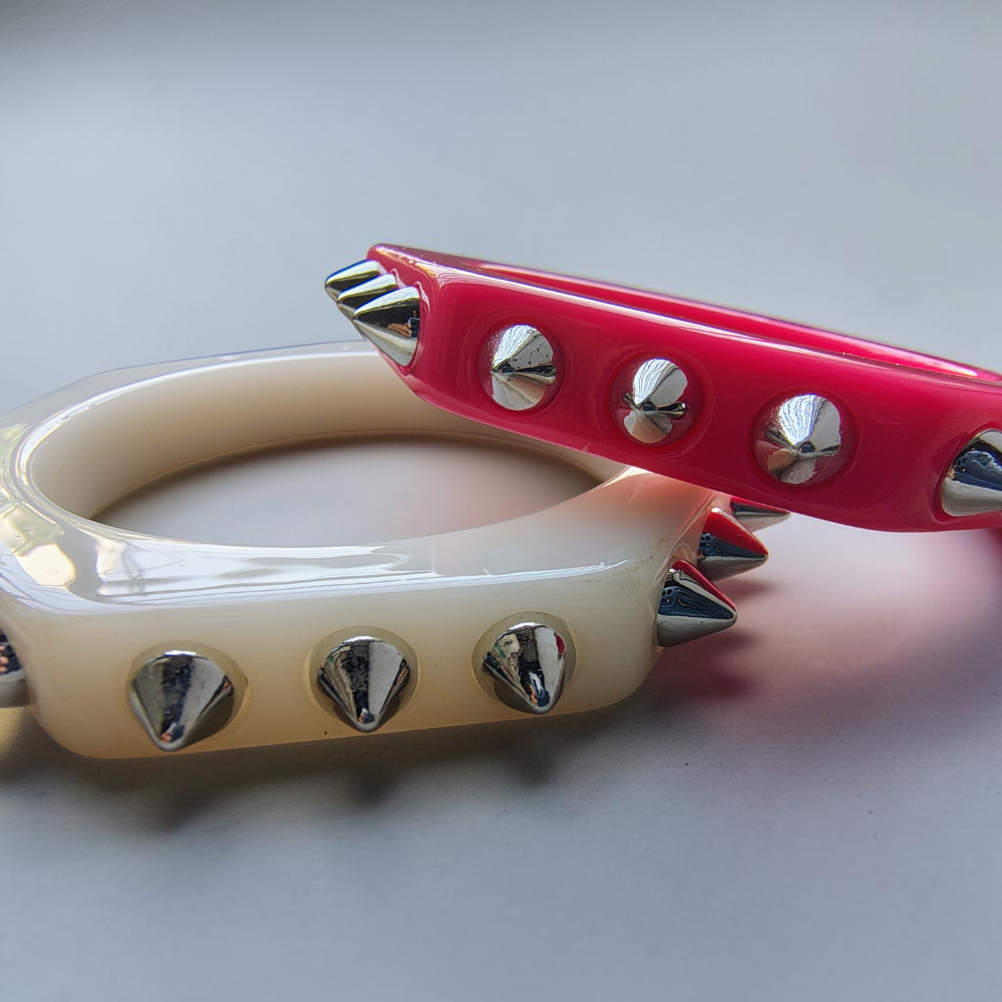 White and Pink Resin Bracelet Set