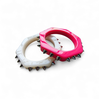 White and Pink Resin Bracelet Set