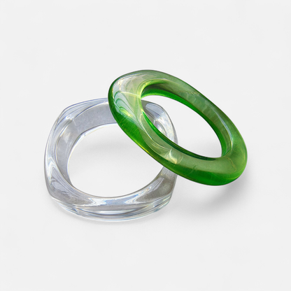White and Green Resin Bangle Set