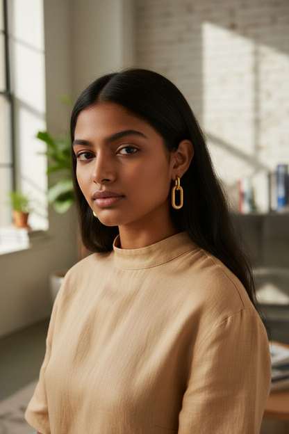 Square on square Dangling Earring