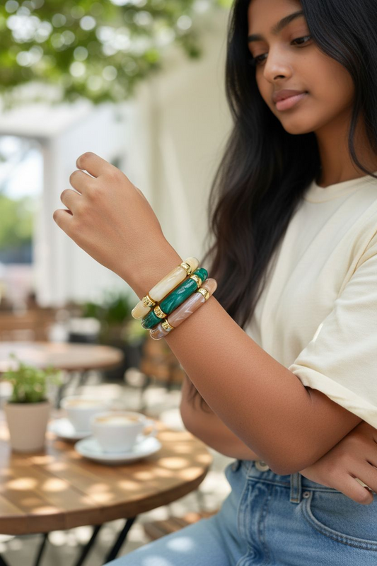 Adjustable Resin Bangles Stack- Set of 3