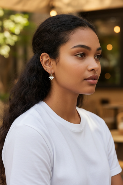 92.5 Sterling Silver Snowflake Earrings