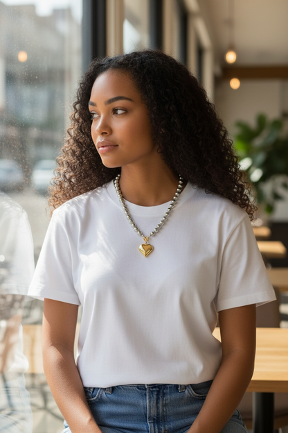 Mixed Metal Chunky Heart Necklace