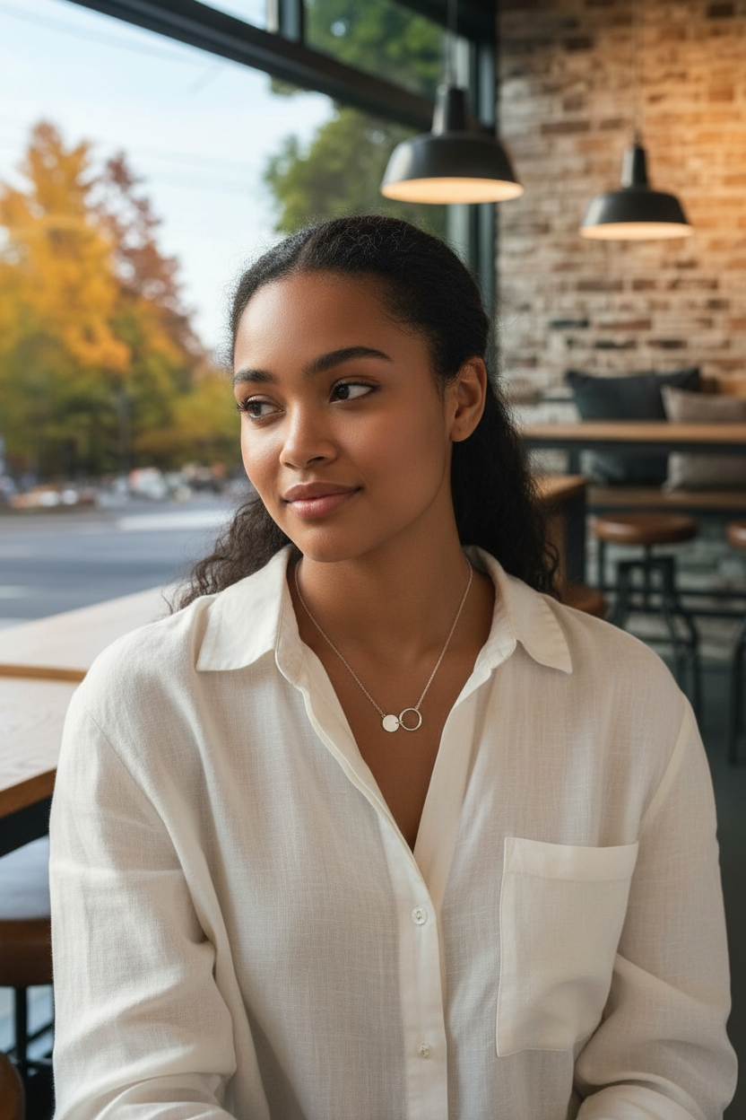 Minimalist Dual Disc Silver Chain – 92.5 Sterling Silver Necklace