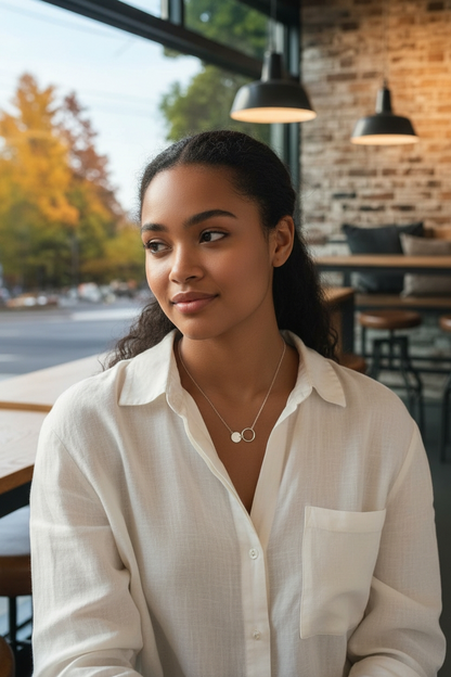Minimalist Dual Disc Silver Chain – 92.5 Sterling Silver Necklace