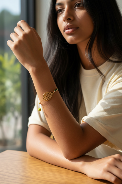 18K Gold Plated Tennis Racket Bracelet