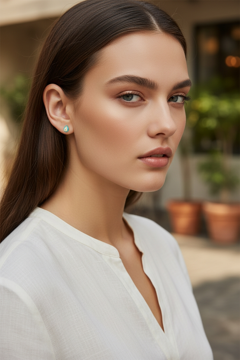 92.5 Sterling Silver Turquoise Studs