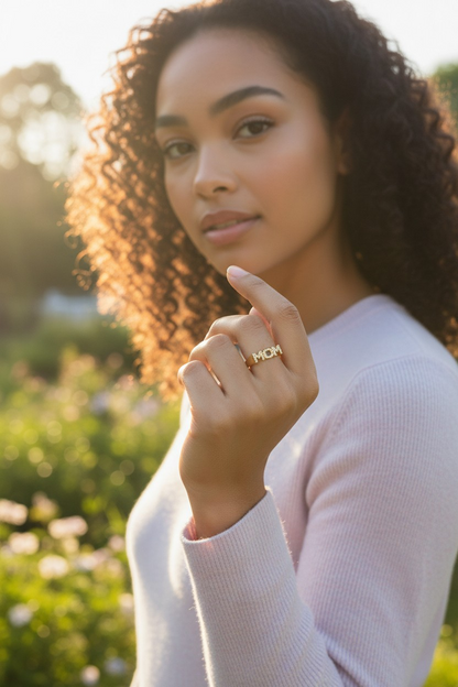 18K Gold Plated WOW MOM Ring