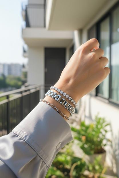 Triple Luxe Bracelet Stack-Silver