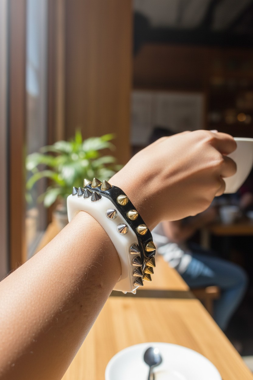 Black and White Resin Bangle Set