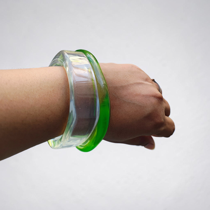 White and Green Resin Bangle Set