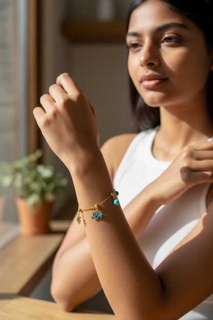 18 K Gold Plated Elephant Charms Bracelet