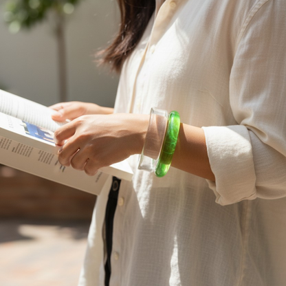 White and Green Resin Bangle Set