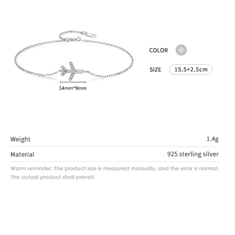92.5 Sterling Silver Fly me Away Bracelet