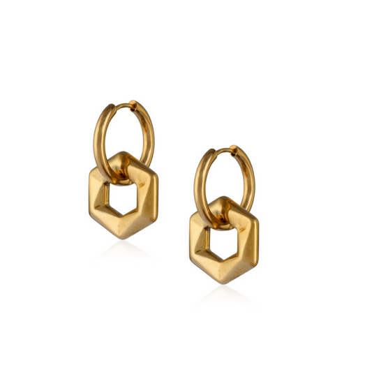 Golden Hexagon Earring